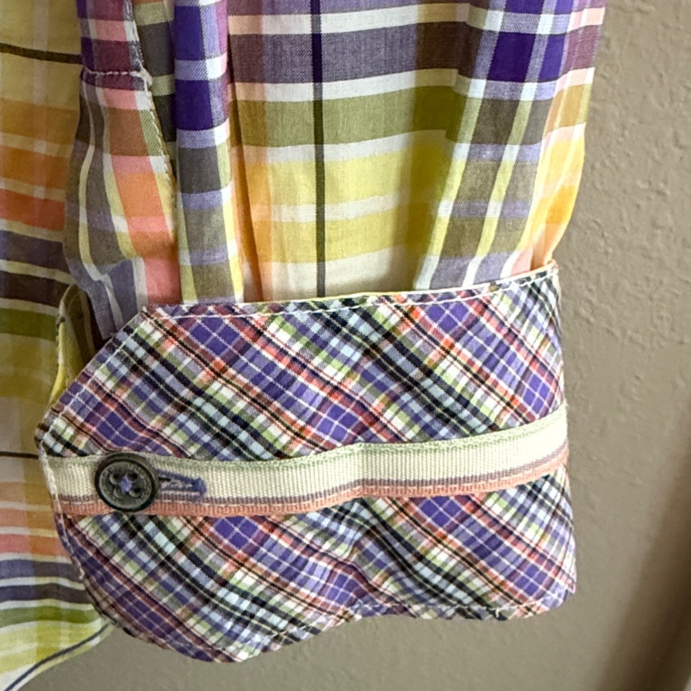 Bugatchi Multicolor Plaid Cotton long sleeve dress Shirt made in Italy - Picture 5 of 6